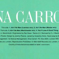 画像2: DINA CARROLL / AIN'T NO MAN (欧州原盤/REMIX) [◎中古レア盤◎お宝！美女ジャケ！R&Bハウス最高峰！]