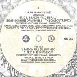 画像2: ERIC B & RAKIM / PAID IN FULL (COLD CUT REMIX) [■廃盤■お宝！通称「ドル札リミックス」！音質抜群！]