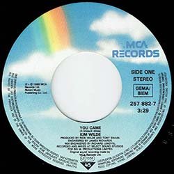 画像2: KIM WILDE / YOU CAME & STONE (7インチMIX) [◎中古レア盤◎お宝！ドイツ版ジャケ7"MIX！哀愁ユーロ最高峰！]