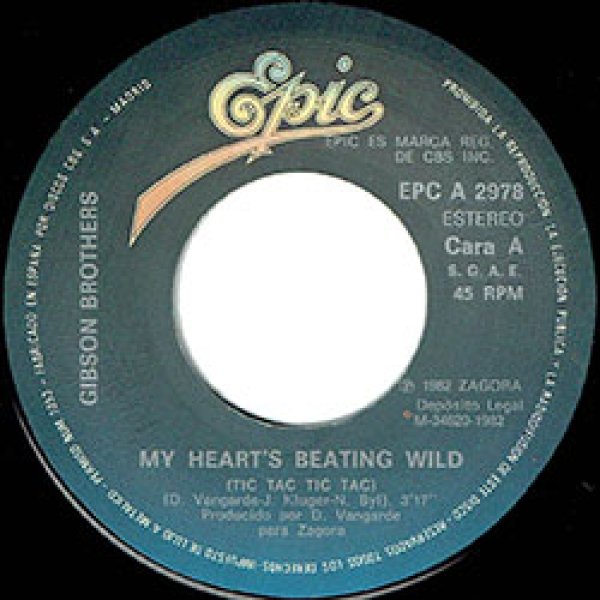 GIBSON BROTHERS / MY HEART'S BEATING WILD (7インチMIX)  [◎中古レア盤◎激レア！別デザインのスペイン版ジャケ！7