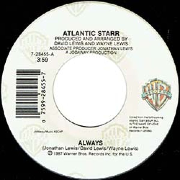 ATLANTIC STARR / ALWAYS (7インチMIX) [◎中古レア盤◎お宝！US版ジャケ！7