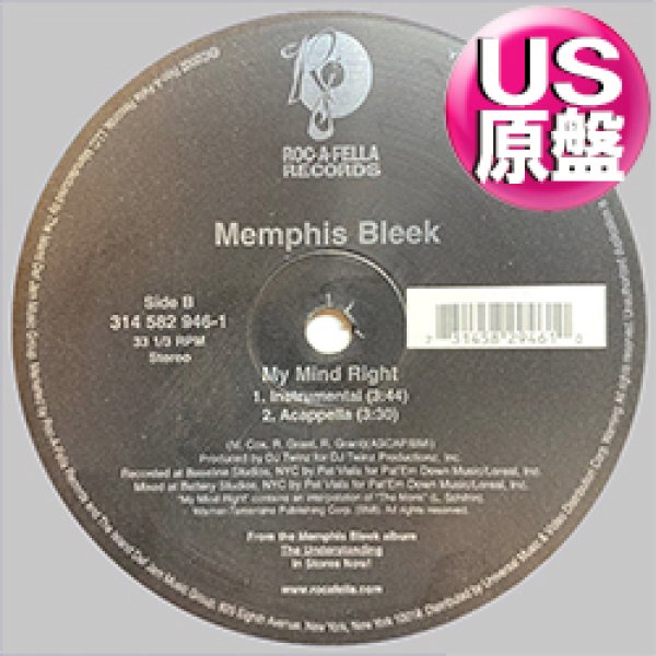 画像1: MEMPHIS BLEEK / MY MIND RIGHT (米原盤/4VER) [◎中古レア盤◎お宝！本物のUS原盤！2000年以降の人気レコード！] (1)